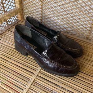 Brighton Stella brown textured heeled loafers
